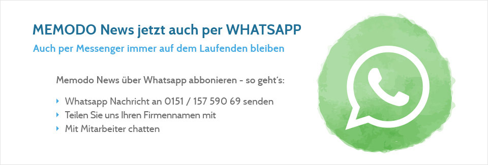 Whatsapp Kontakt Werbebanner für die Homepage - Kommunikationsdesign, Grafikdesign und digitale Illustration für die Firma Memodo in München von Grafiker Markus Wülbern